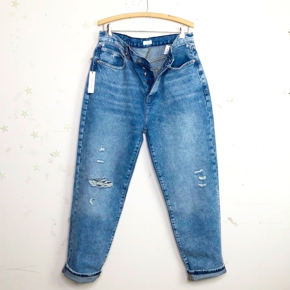 BETRO butterfly high-rise distressed tapered leg jeans - Picture 1 of 14